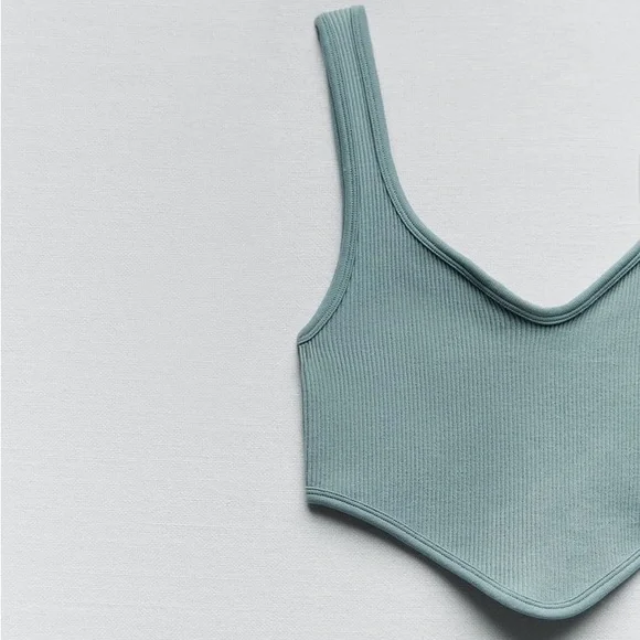 Zara Blue Gray Seamless Corset Top - Picture 16 of 16